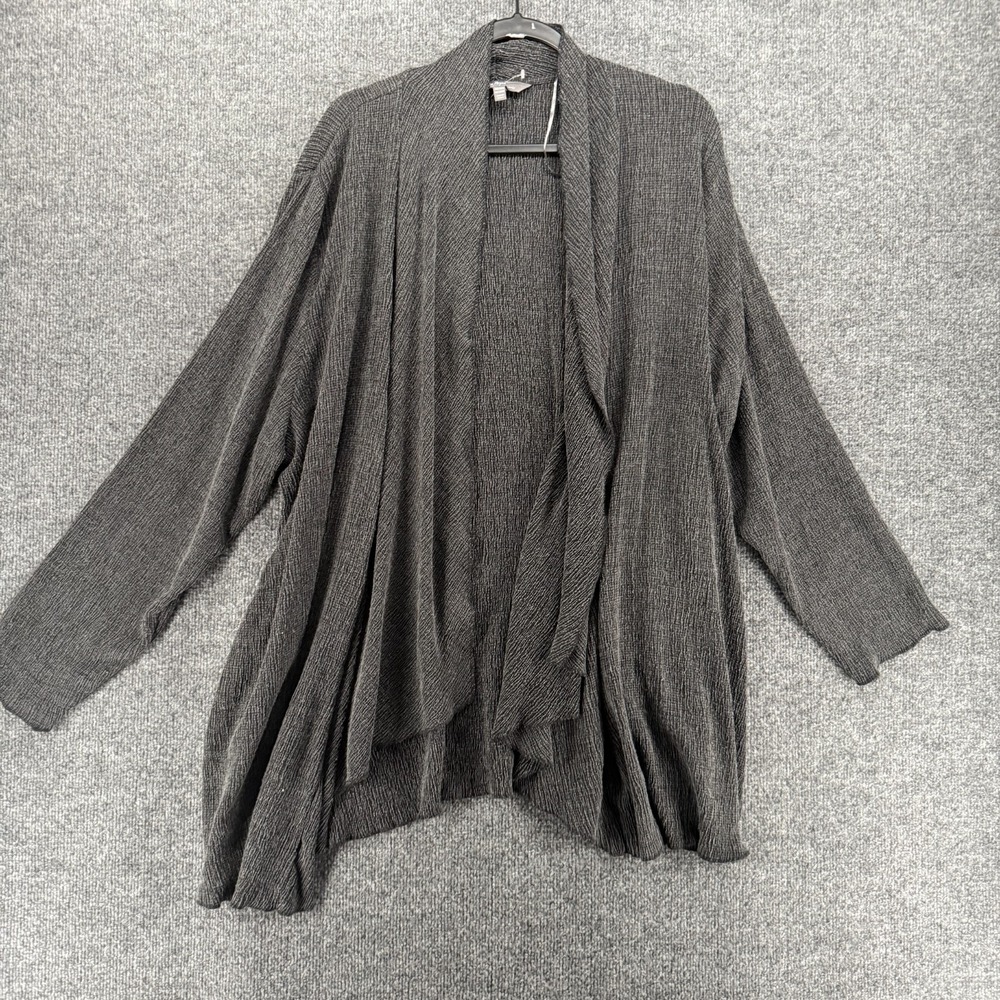 Ulla Popken Cardigan Womens 20/22 Gray Drape Open Front Hippie Boho Casual Comfy